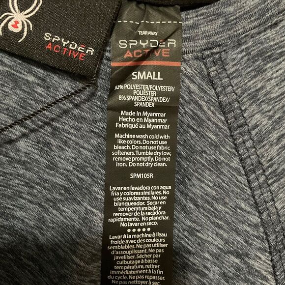 SPYDER Mens Soft Sueded Jersey Active Top Navy and Black Size S - Picture 4 of 5